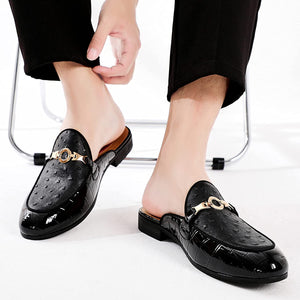 Men's Velvet Leather Black Loafer Slip-on Shoes