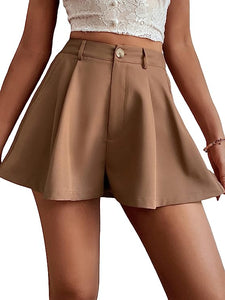 Summer Chic Mocha Brown High Waist Pleated Shorts