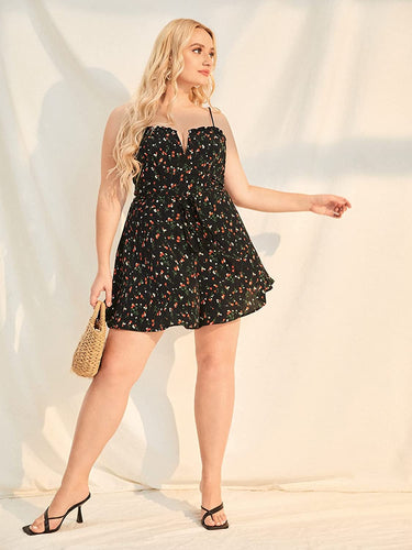 Plus Size Black Loose Summer Rompers