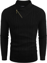Load image into Gallery viewer, Shawl Collar Black Pullover Cable Knitted Men&#39;s Sweater