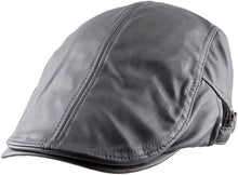 Load image into Gallery viewer, Men&#39;s Dark Grey PU Leather Classic Newsboy Cap