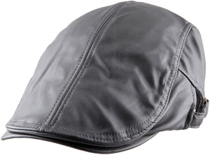 Men's Dark Grey PU Leather Classic Newsboy Cap