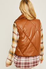 Load image into Gallery viewer, High Collared White Diamond Padded Puffer Jacket Vest