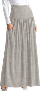 Plus Size High Waist Modal Knit Orange Maxi Skirt