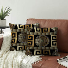 Load image into Gallery viewer, Set of 2 Classical Black and Gold Aristocratic Style Square Pillowcase