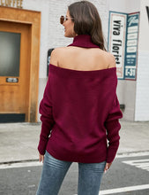 Load image into Gallery viewer, Burgundy Red Knit Long Sleeve Cut Out Sweater