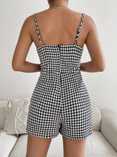 Load image into Gallery viewer, Elegant Black &amp; White Houndstooth Sleeveless Shorts Romper