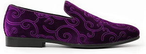 Men's Red Velvet Paisley High Quality Loafer Dress Shoes
