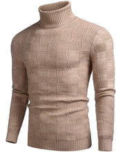 Load image into Gallery viewer, Thermal Ribbed Khaki Pullover Turtleneck Knitted Sweater