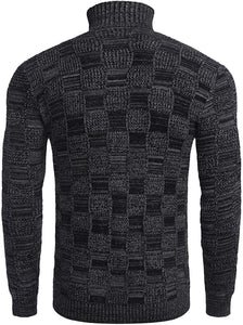 Thermal Ribbed Black Pullover Turtleneck Knitted Sweater