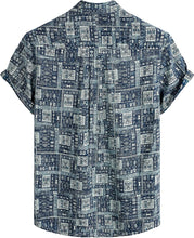 Load image into Gallery viewer, Men&#39;s Tribal Blue Multi Print Casual Short Sleeve Shirt