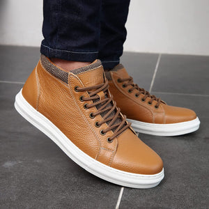 Men's Brown Genuine Leather Men's Casual Oxford Sneaker