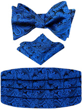 Load image into Gallery viewer, Paisley Cummerbund Royal Blue Tie Set