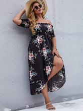 Load image into Gallery viewer, Black Floral Plus Size Off Shoulder Summer Dress