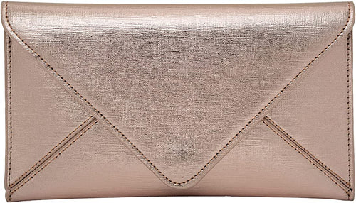 Glam Metallic Champagne Pink Envelope Style Clutch Purse
