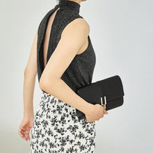 Load image into Gallery viewer, Two-Tone Glitter Black Clutch Purse