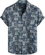 Load image into Gallery viewer, Men&#39;s Tribal Blue Multi Print Casual Short Sleeve Shirt