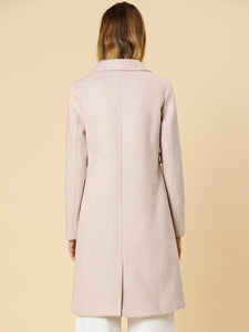 Women's Double Breasted Beige Shawl Collar Long Winter Coat