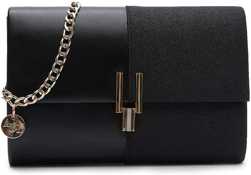 Two-Tone Glitter Black Clutch Purse