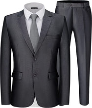 Load image into Gallery viewer, Men&#39;s Upscale Dark Grey Long Sleeve Blazer &amp; Pants 3pc Suit