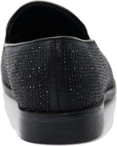 Men's Sparkle Black Rhinestone Slip On Loafer Dress Shoes