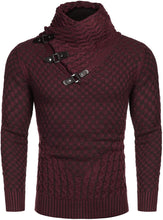Load image into Gallery viewer, Wine Red Long Sleeve Slim Fit Designer Knitted Turtleneck Sweater
