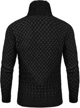 Load image into Gallery viewer, Men&#39;s Black Long Sleeve Slim Fit Designer Knitted Turtleneck Sweater
