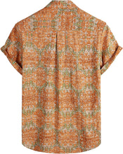 Load image into Gallery viewer, Men&#39;s Aztec Orange Multi Print Casual Short Sleeve Shirt