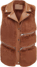 Load image into Gallery viewer, Shaggy Brown Faux Fur Sherpa Fleece Outwear Vest