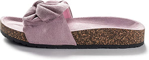 Pink Bow Knot Ribbon Suede Sandals w/Arch Support