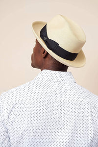 Men's Beige Fedora Bucket Sun Straw Beach Hat