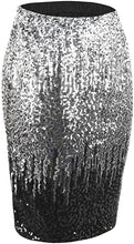 Load image into Gallery viewer, Black &amp; Silver Fading Sequin Pencil Skirt