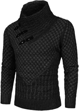 Load image into Gallery viewer, Men&#39;s Black Long Sleeve Slim Fit Designer Knitted Turtleneck Sweater