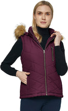 Load image into Gallery viewer, Wine Red Quilted Hooded Thicken Warm Puffer Winter Vest