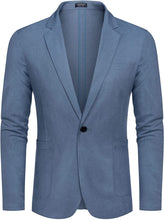 Load image into Gallery viewer, Men&#39;s Blue Lightweight Long Sleeve Lapel Blazer