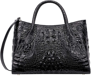 Satchel Designer Black Crocodile Top Handle Bag