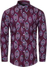 Load image into Gallery viewer, Vintage Wine Red Paisley Long Sleeve Button Down Dress Shirt