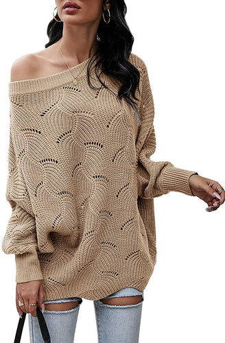 Conquer Casual Off Shoulder Long Batwing Sweaters