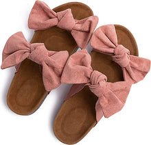 Load image into Gallery viewer, Pink Knot Suede Leather Soft Cork Slip On Sandals