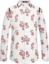 Load image into Gallery viewer, Paisley White Floral Men&#39;s Long Sleeve Shirt