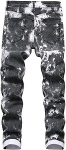 Charcoal Tie Dyed Distressed Lightweight Men's Jeans