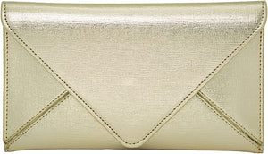 Glam Metallic Embossed Silver Envelope Style Clutch Purse