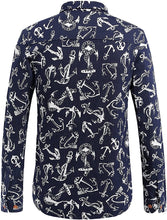 Load image into Gallery viewer, Paisley Blue Anchor Printed Men&#39;s Long Sleeve Shirt