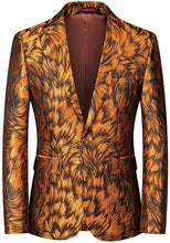 Load image into Gallery viewer, Italian Style Men&#39;s Single Breasted Golden Brown Leaf Printed Fully Lined Blazer