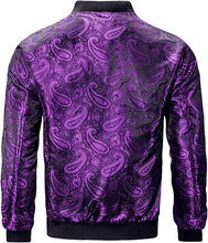 Load image into Gallery viewer, Men&#39;s Light Blue Casual Paisley Windbreaker Long Sleeve Bomber Jacket