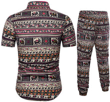 Load image into Gallery viewer, Men&#39;s Pink Stripe Short Sleeve 2 Pieces Hawaiian Tracksuits