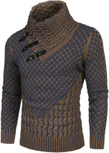 Load image into Gallery viewer, Men&#39;s Brown Long Sleeve Slim Fit Designer Knitted Turtleneck Sweater
