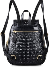 Load image into Gallery viewer, Small Black Crocodile Leather Casual Women&#39;s Backpack