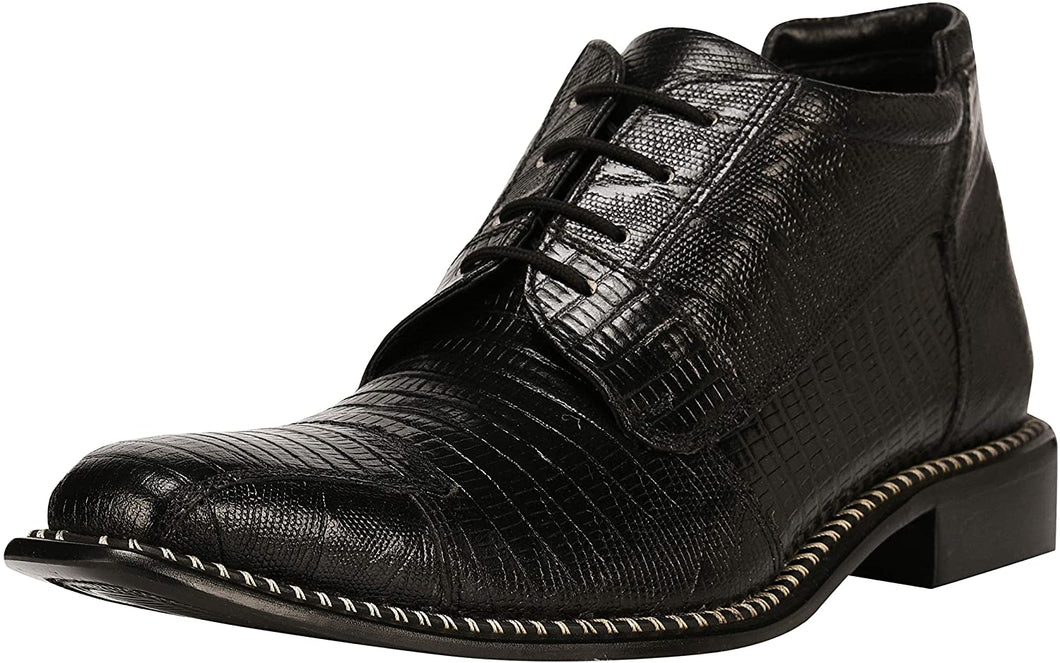 Men's Genuine Black Leather Lace Up Dress Shoes