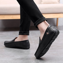 Load image into Gallery viewer, Men’s Casual Black Leather Slip-On Loafers Shoes